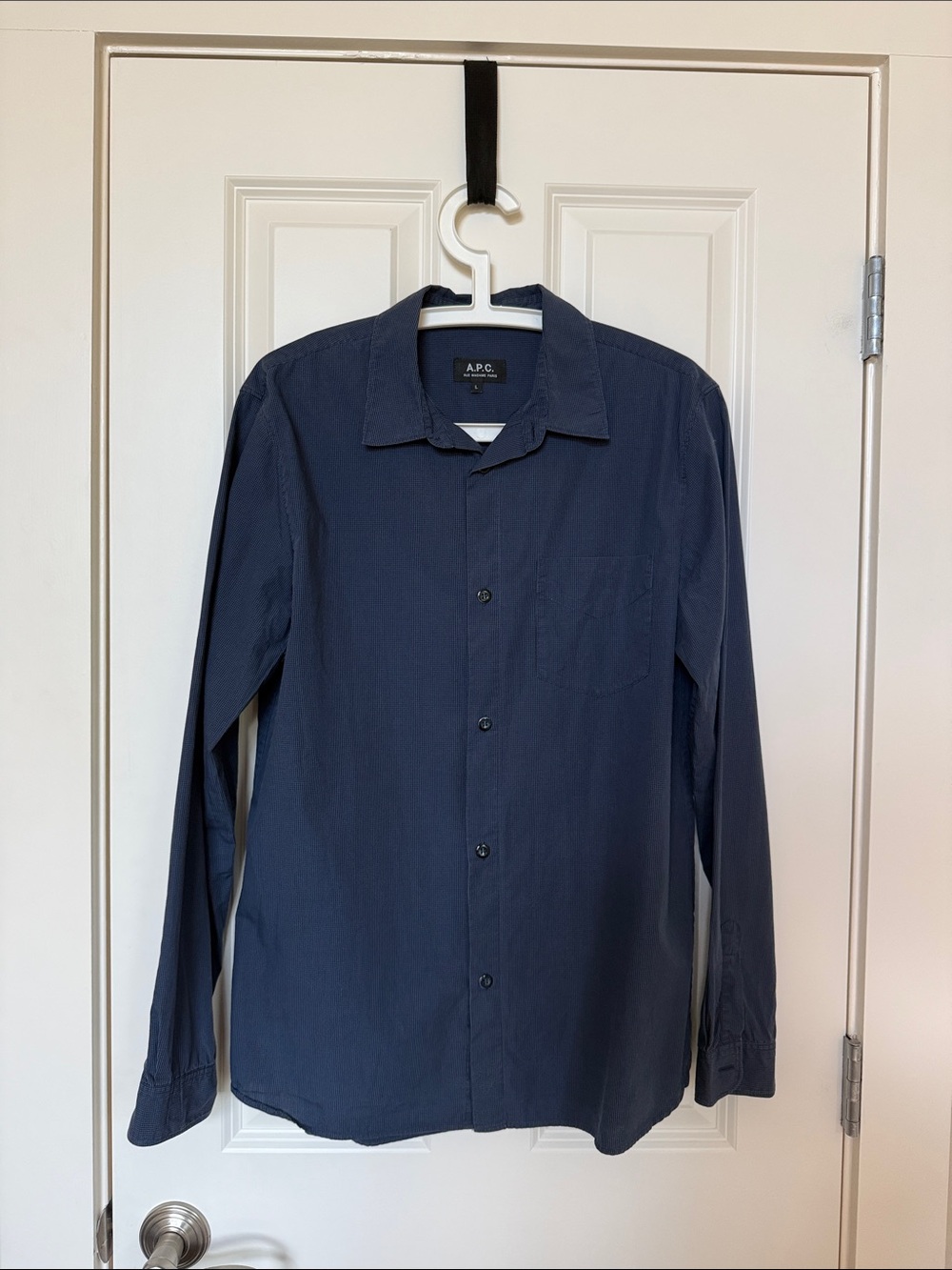 A.P.C. Navy Blue Casual Button-Down Shirt